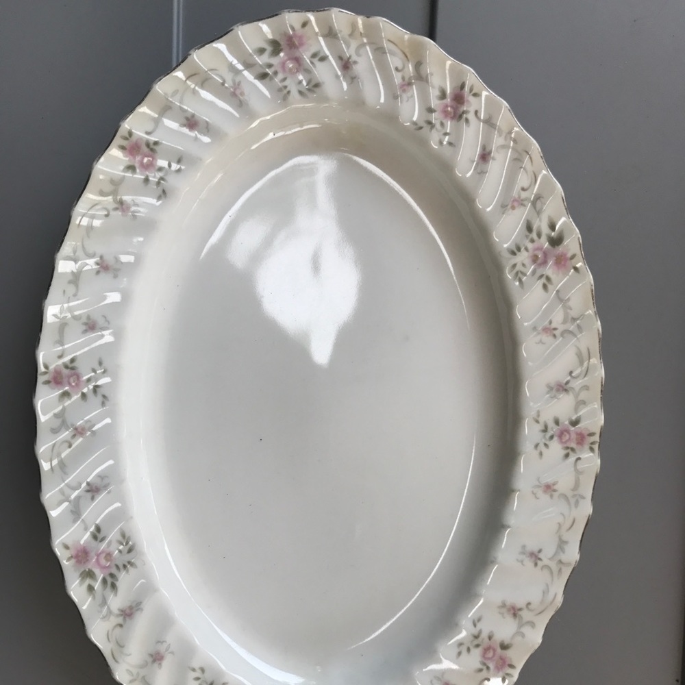 Glass Floral plate/Platter made in JAPAN #3607